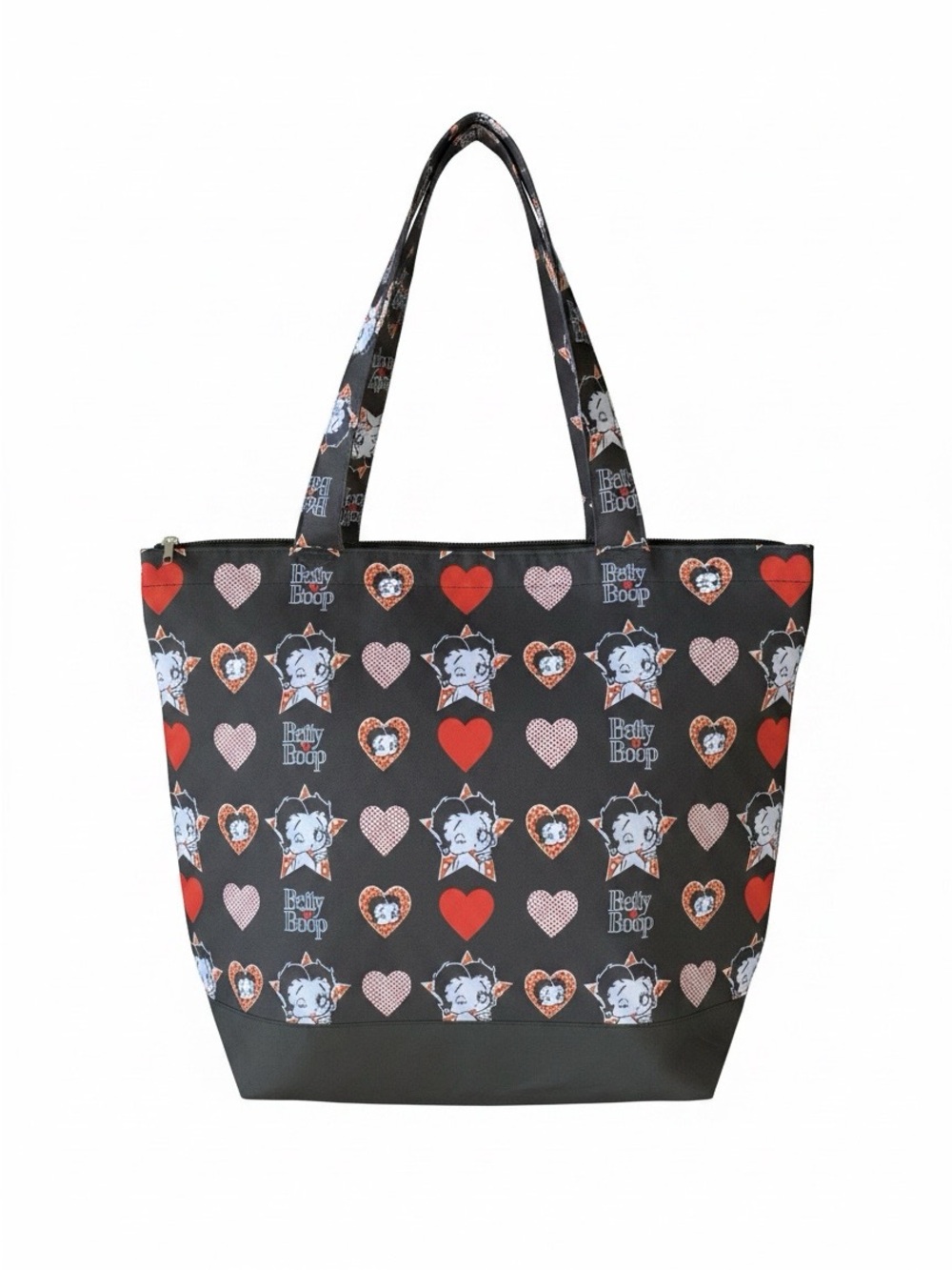NWOT Betty Boop Black Tote with Red and Pink Hearts and Matching Wristlet